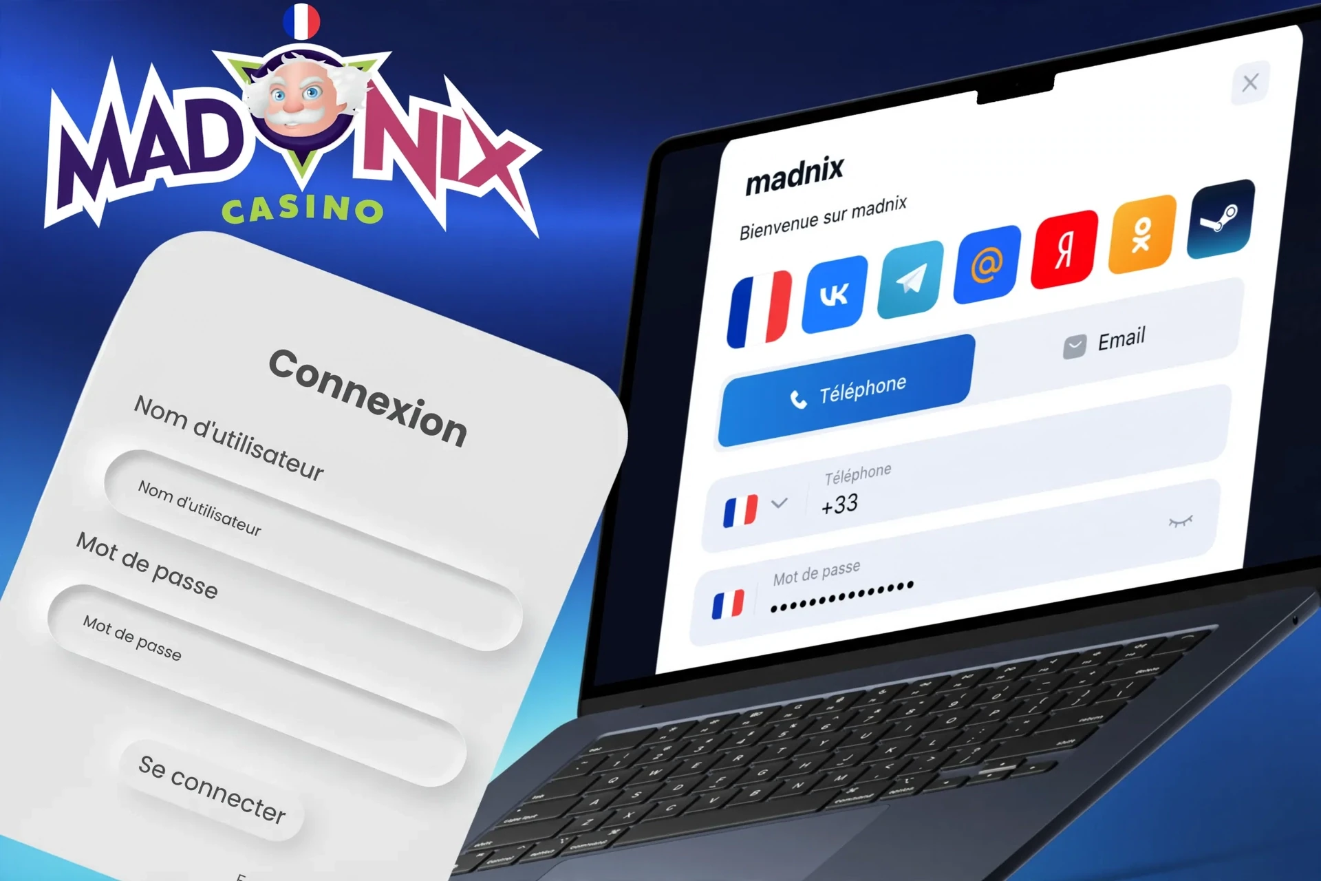 Description des actions pour se connecter au compte personnel via le site ou l'application mobile